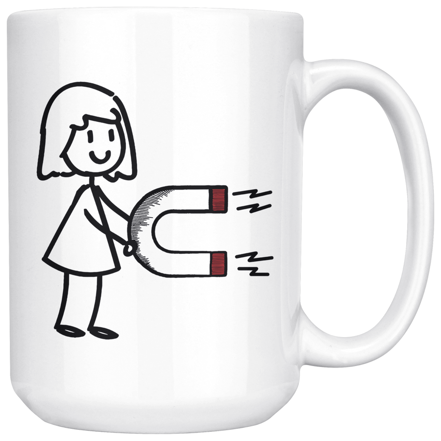 White 15oz Mug - Magnet Matching Mug Girl