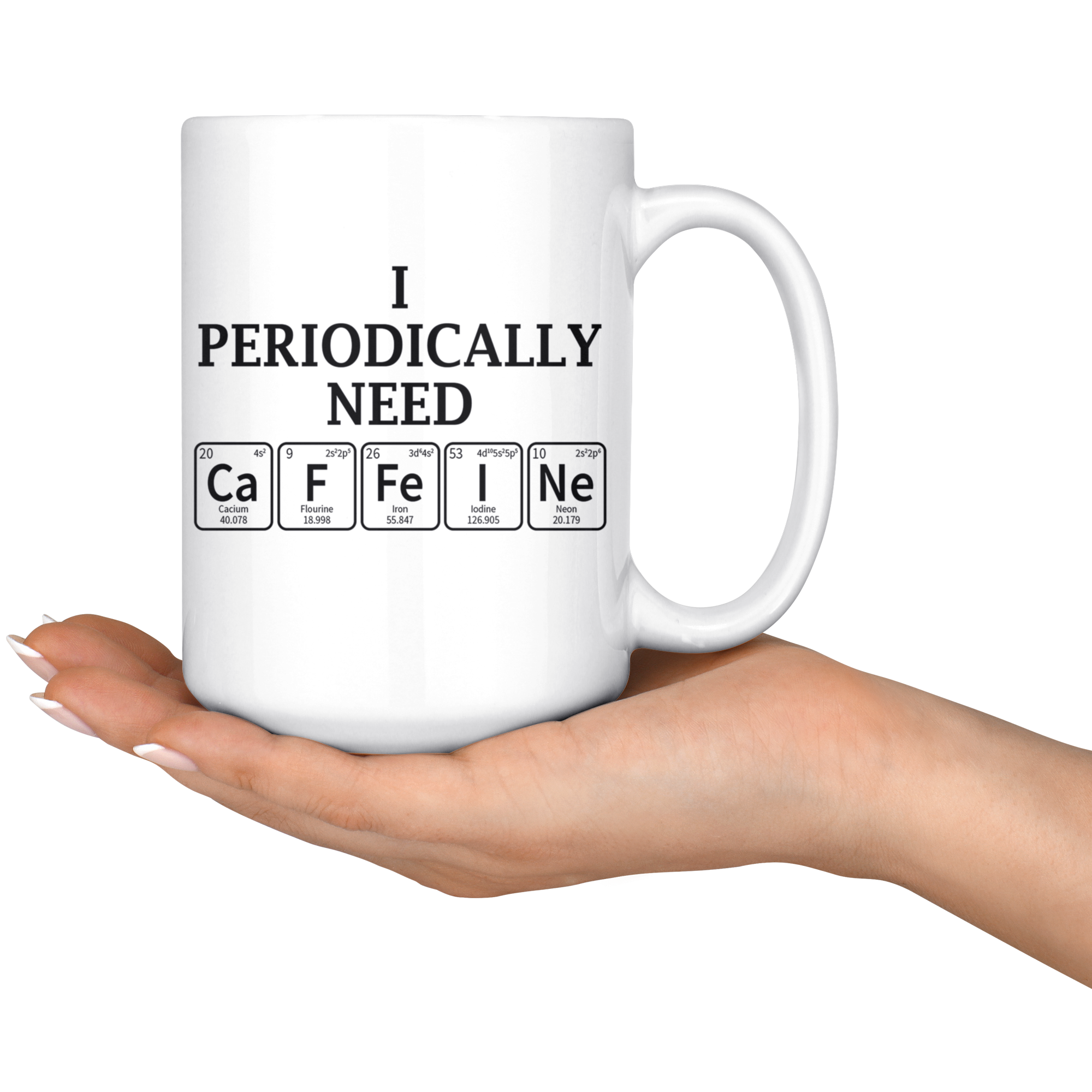 White 15oz Mug - Periodically Need Caffeine