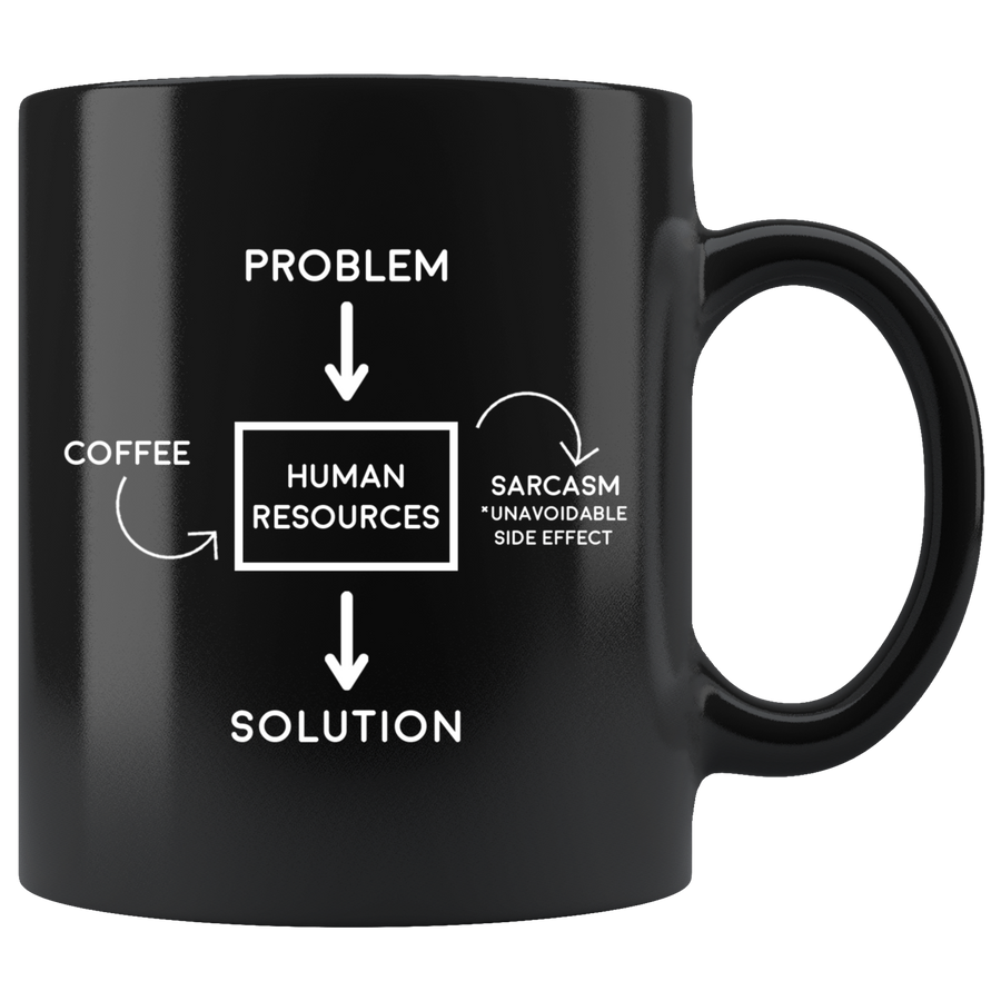 Black 11oz Mug - Problem Solution Sarcasm Human Resources