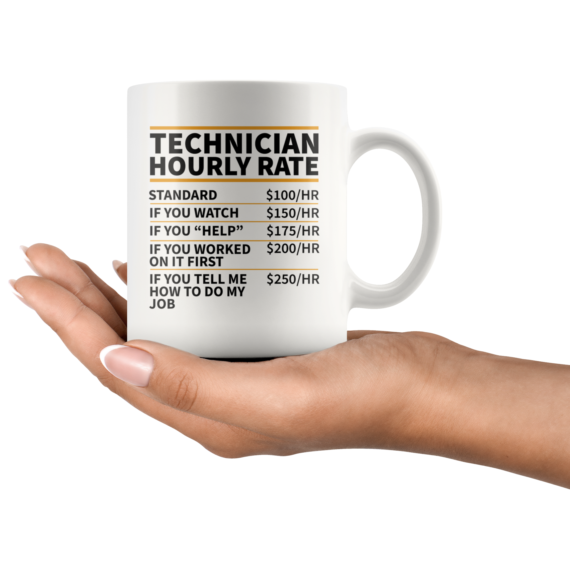 White Mugs - Technician Hourly Rate