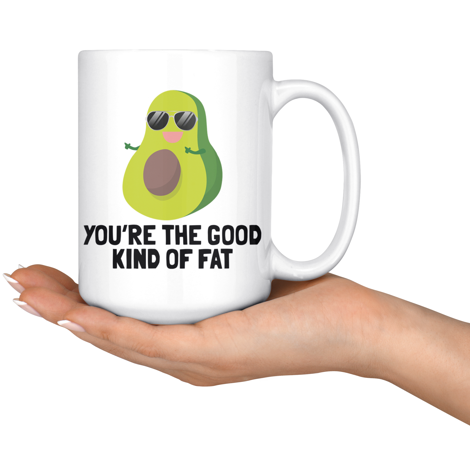 White 15oz Mug - Avocado Good Kind Of Fat